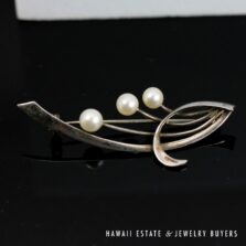 Mikimoto Cultured Pearl Sterling Silver Spray Brooch