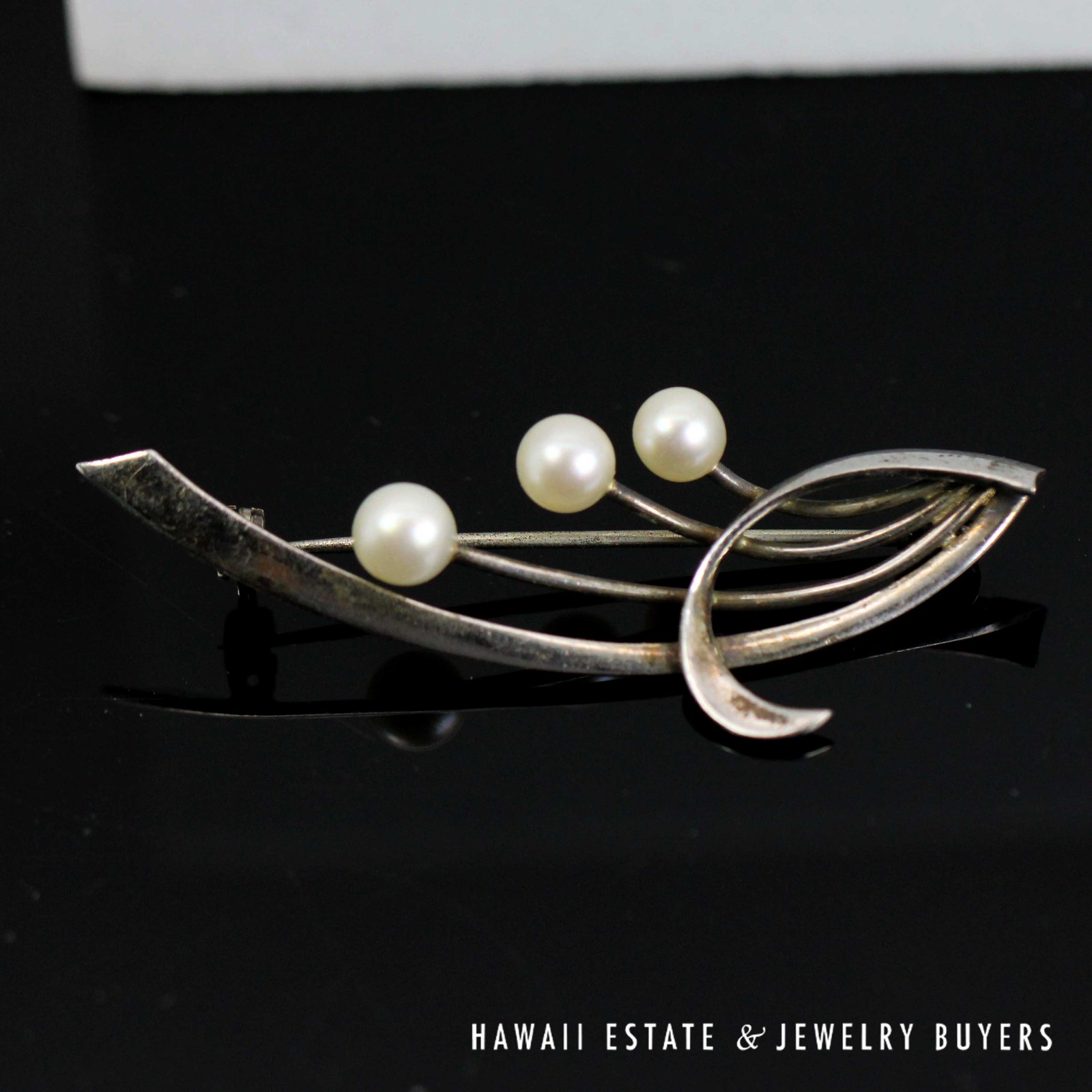 Mikimoto Cultured Pearl Sterling Silver Spray Brooch