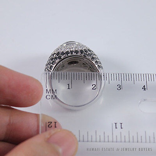 GIA Certified Dark Red Garnet and Black Diamond 18K White Gold Dome Ring (Sz 9) - Image 10