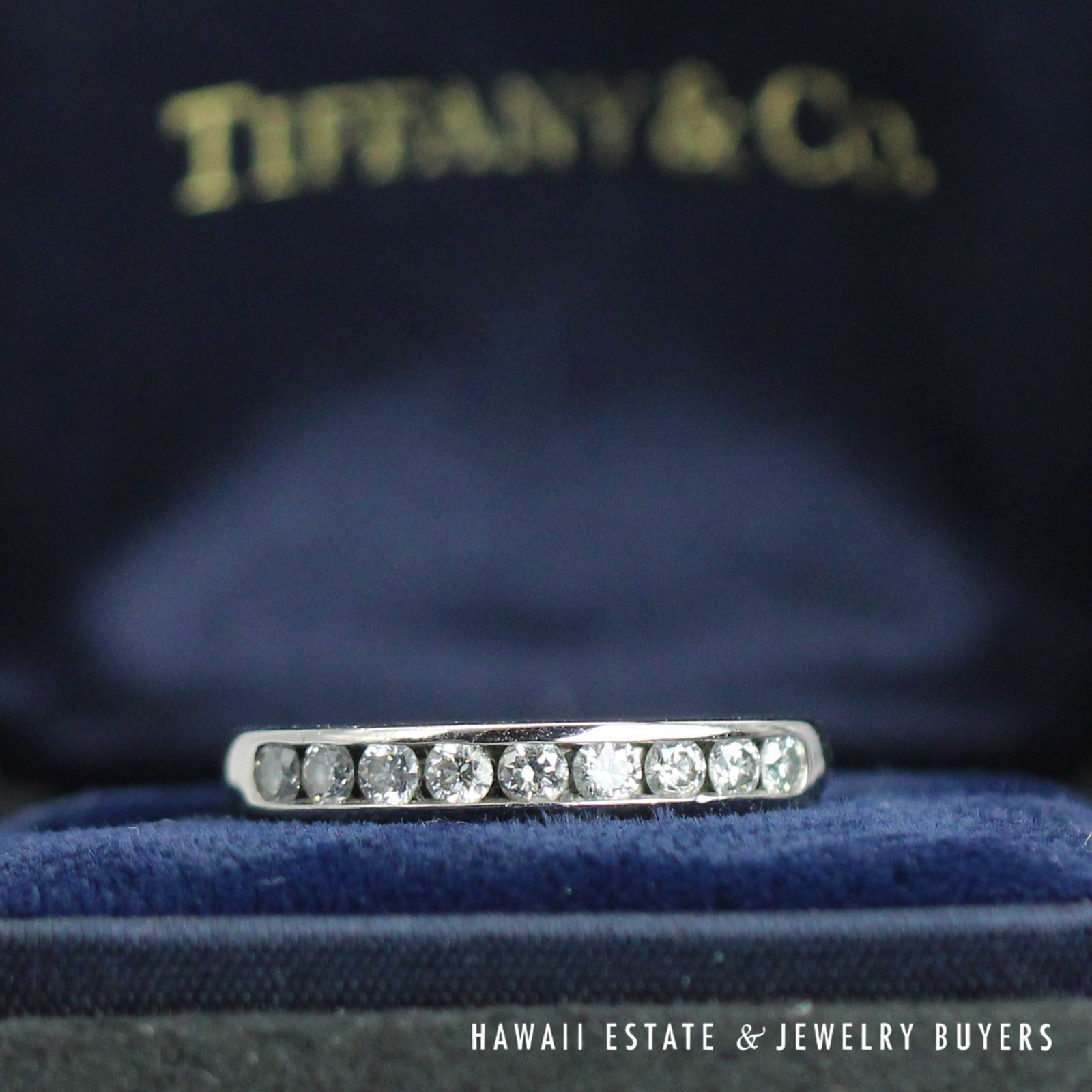 Tiffany & Co 0.35ctw Diamond Channel Set Platinum Ring Size 4.5 with Box, 4.6g