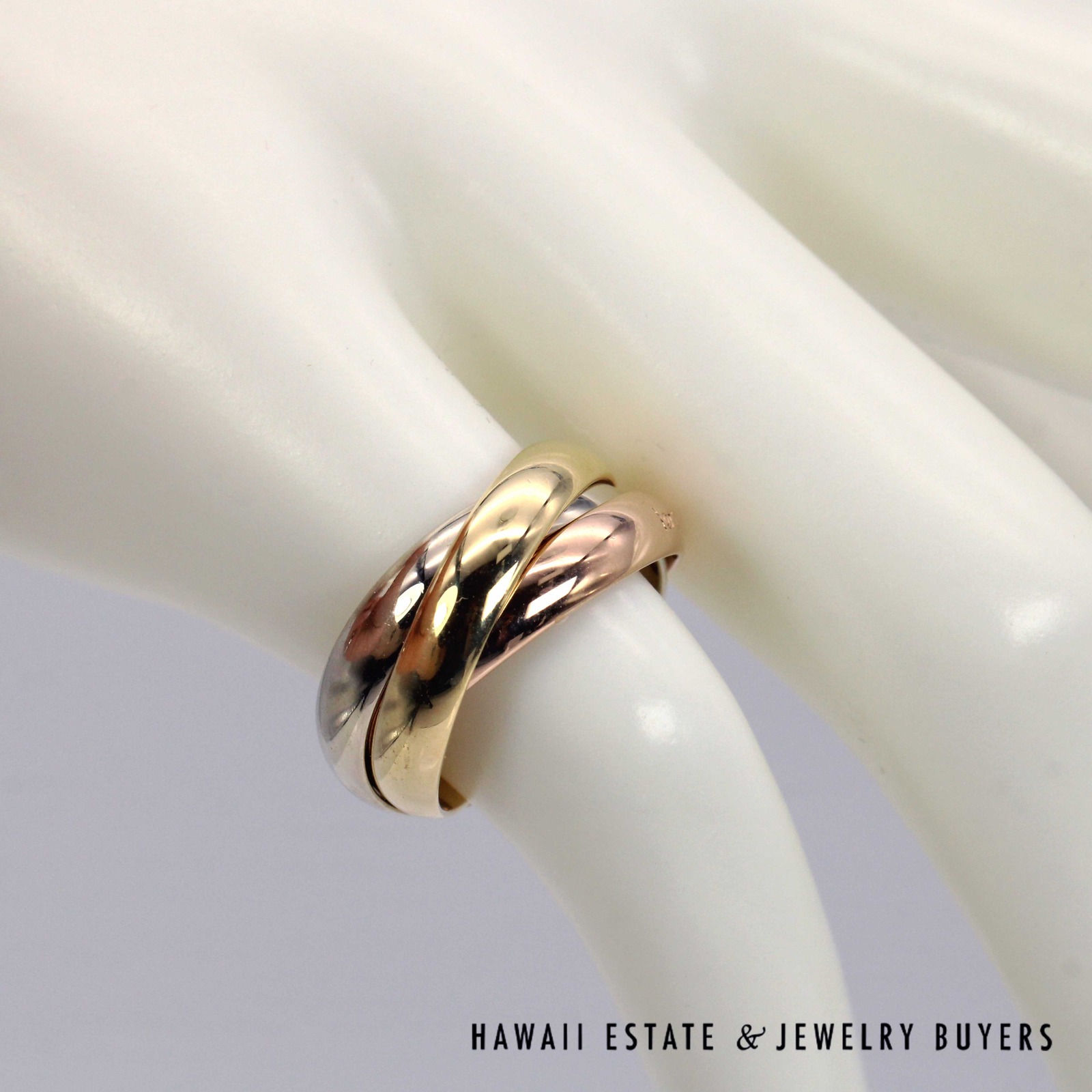 Cartier Les Must De Cartier Trinity 18K Tri-Tone Gold Ring Size 47