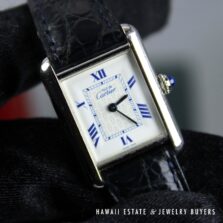 Cartier Sterling Tank Watch Stainless Deployant Buckle With Extra Band, Pouch, Box , Book and Papers