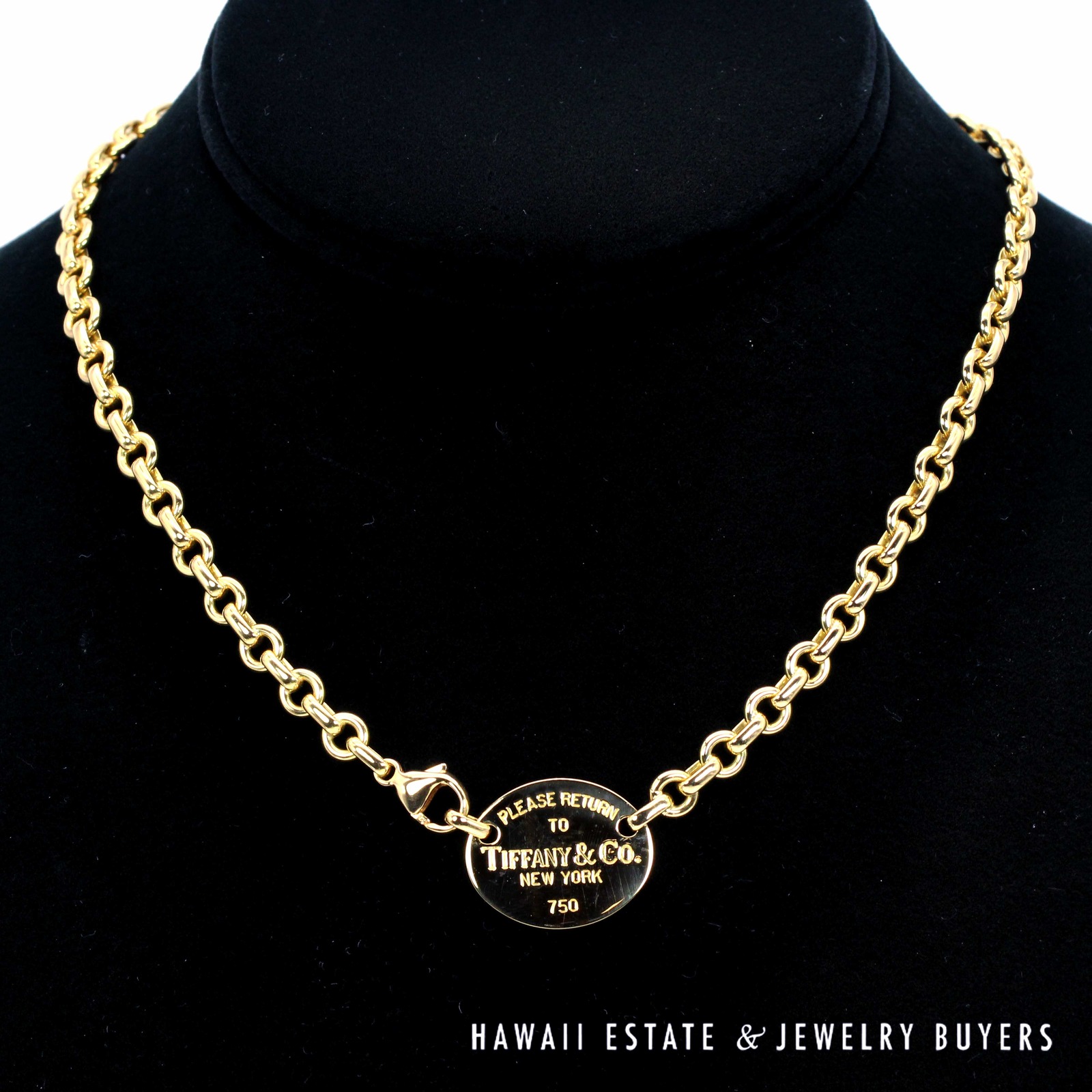 Tiffany & Co. Return to Tiffany 18K Yellow Gold Oval Necklace 16
