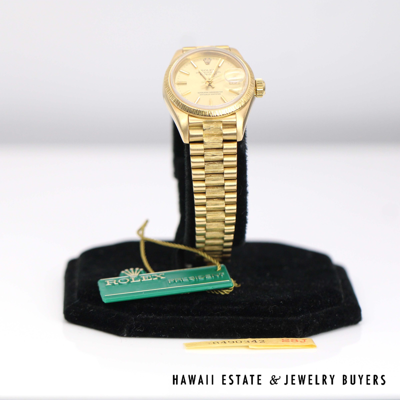 Rolex Ladies 18K Yellow Gold President Watch Bark Bracelet Ref. 69278 with Box 1984 - Image 6