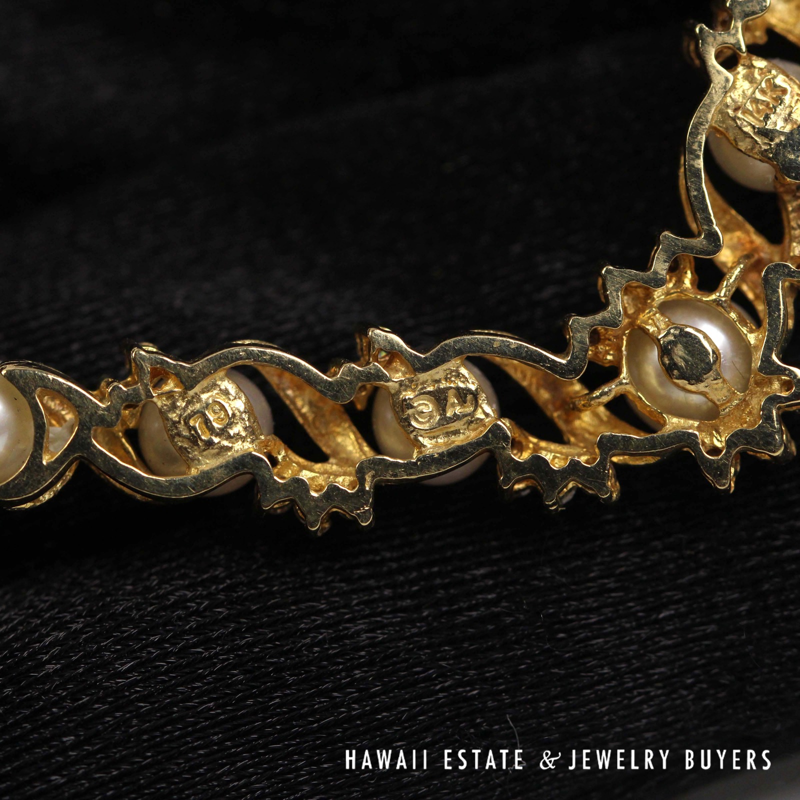 Round Pearl & Diamond Cluster Necklace 18 Inch with 14K Yellow Gold Clasp - Image 11