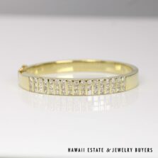 5ctw Princess Cut Diamond 18k Yellow Gold Bracelet Size 6.25