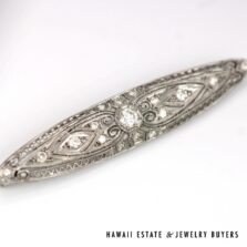 Vintage Platinum 0.50ctw Old European Cut Diamond 60mm Bar Pin