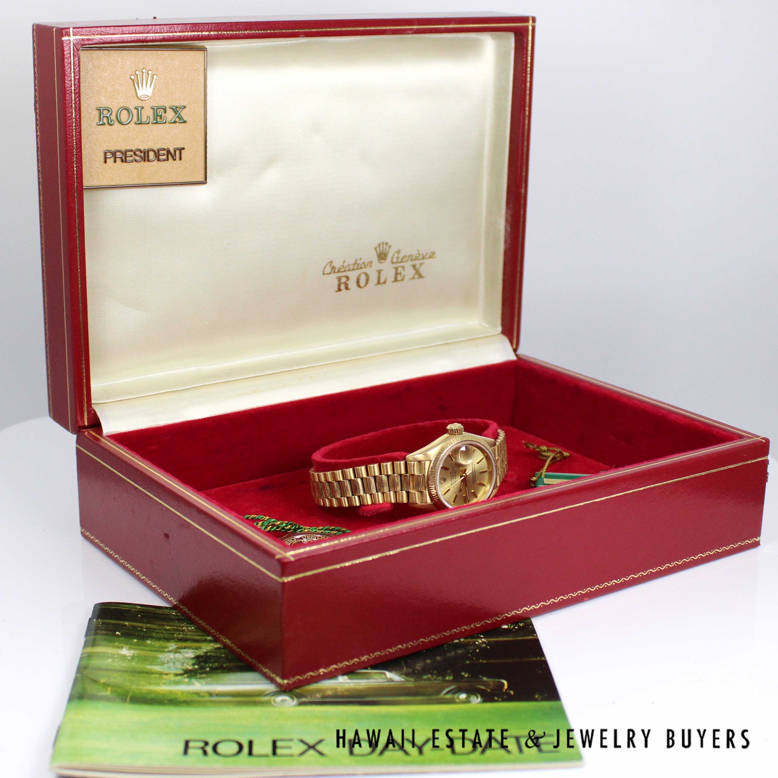 Rolex Ladies 18K Yellow Gold President Watch Bark Bracelet Ref. 69278 with Box 1984