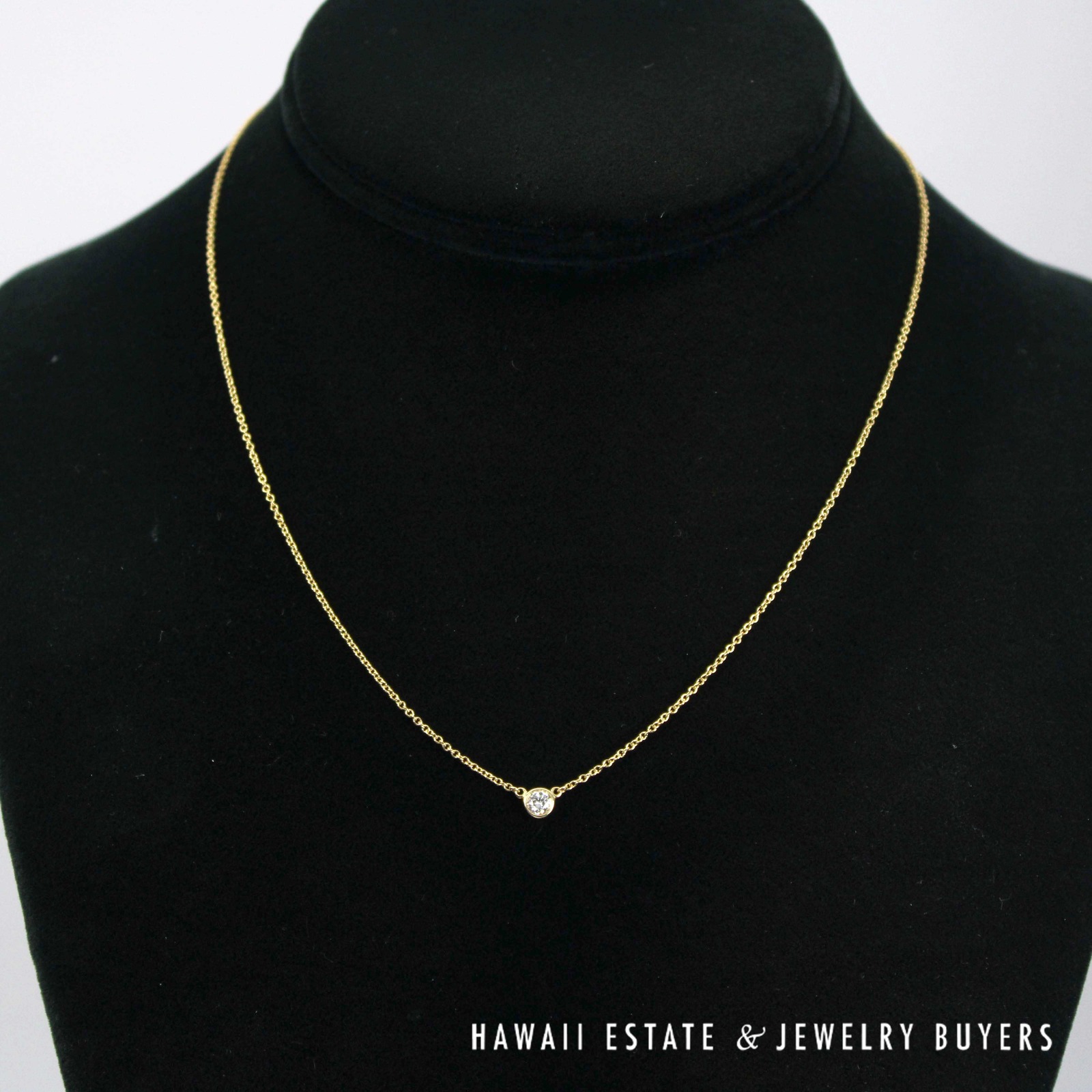 Tiffany & Co 0.15ct VS/GH Diamond Peretti Diamonds by the Yard 18k Yellow Gold Necklace with 16" Rolo Chain, 2g - Image 3