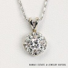 0.71ctw VS/GH 14K White Gold Diamond Pendant on 16Ó Mock Baht Chain, 3.1g