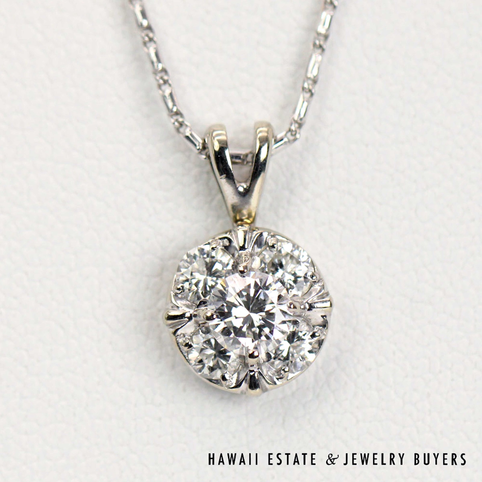 0.71ctw VS/GH 14K White Gold Diamond Pendant on 16Ó Mock Baht Chain, 3.1g