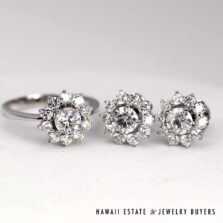 3.85ctw Diamond 14K White Gold Ring and Earrings SEt