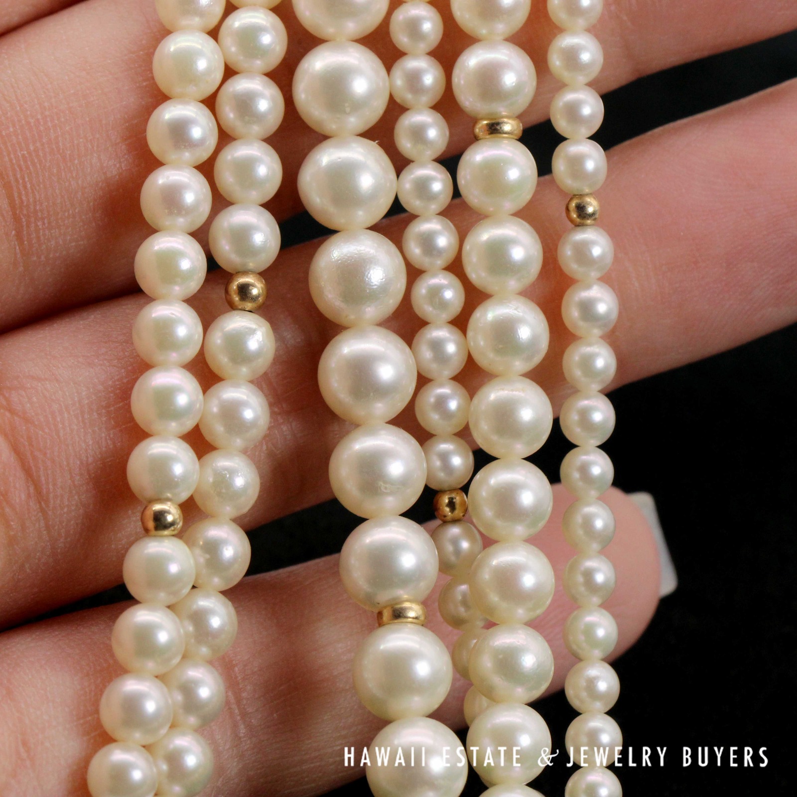 Six Strand Cultured Pearl Torsade Necklace 16 Inch with 14K Yellow Gold Clasp - Image 7