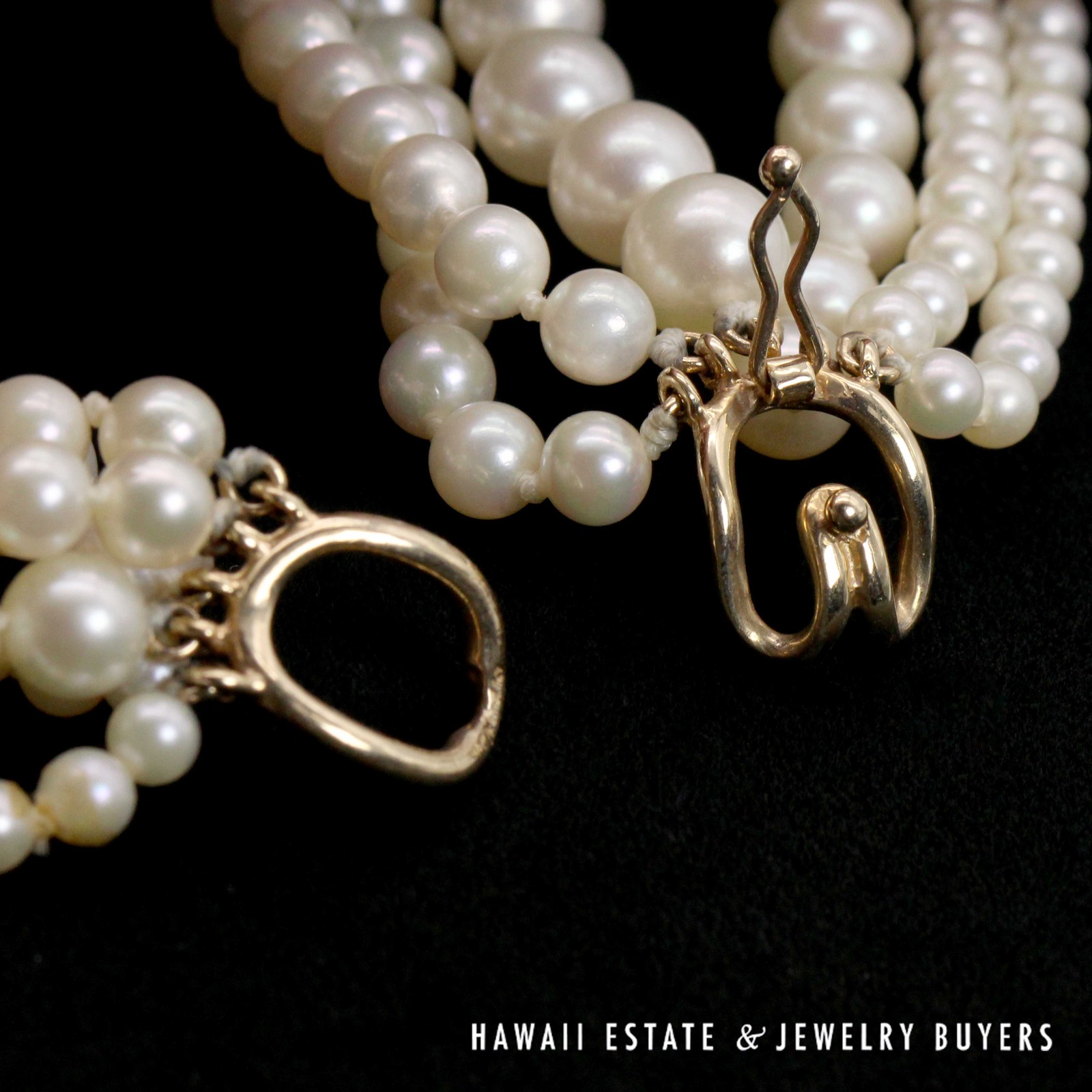 Six Strand Cultured Pearl Torsade Necklace 16 Inch with 14K Yellow Gold Clasp - Image 6