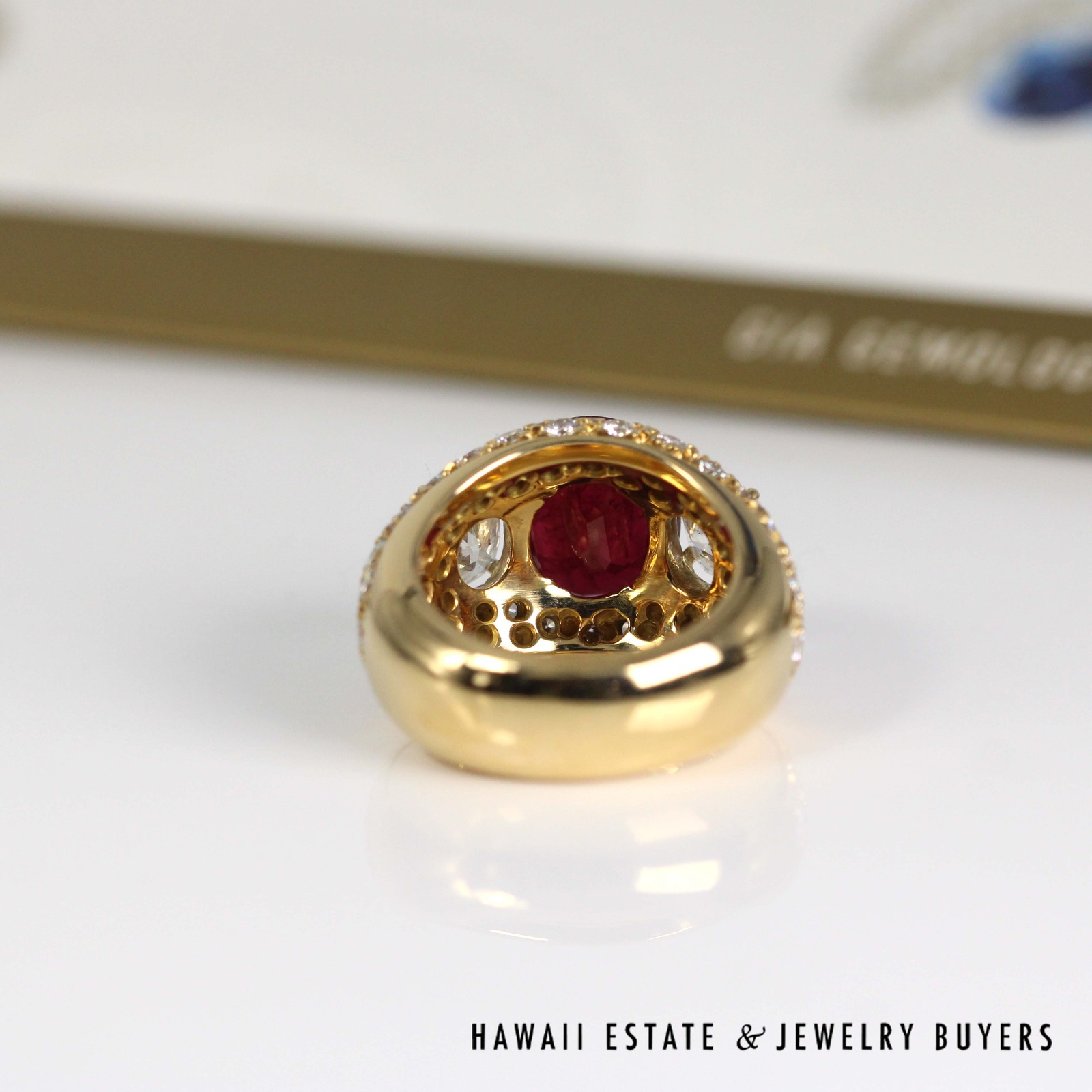 GIA 5.744ct Ruby 6ctw Diamond 18K Yellow Gold Gents Ring Sz 7.5 w/ Appraisal - Image 7