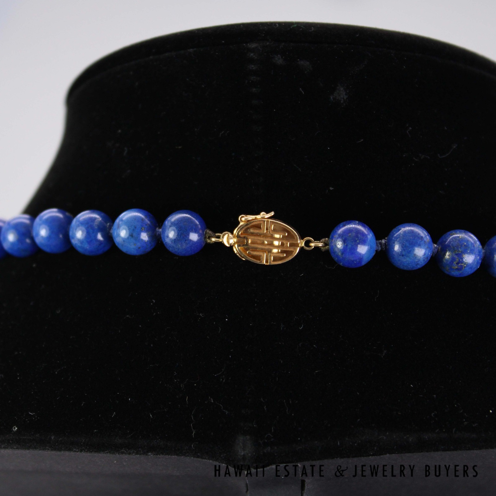 Lapis Lazuli Bead 14k Yellow Gold Necklace with Engraved Tablets 32", 80.7g - Image 2