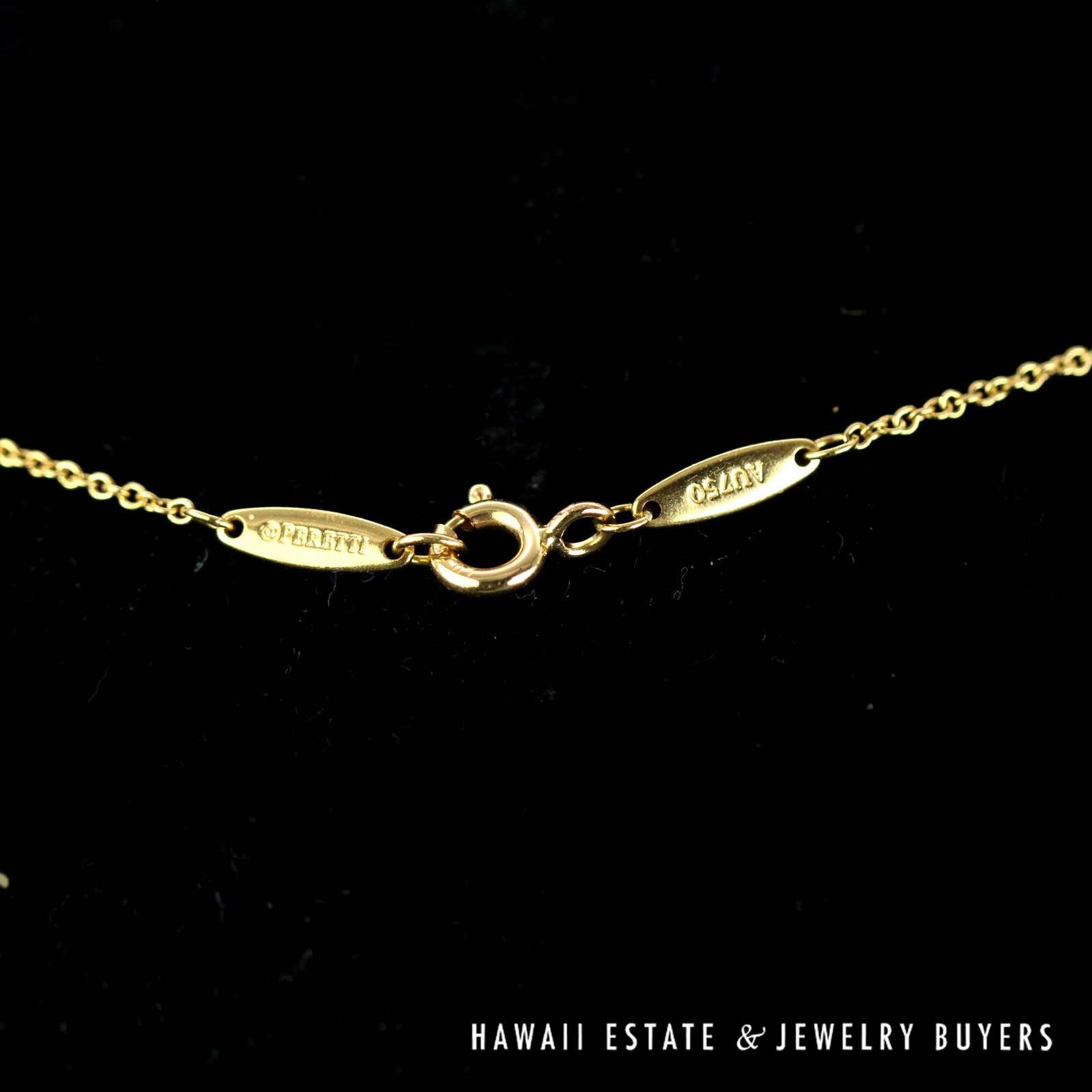 Tiffany & Co 0.15ct VS/GH Diamond Peretti Diamonds by the Yard 18k Yellow Gold Necklace with 16" Rolo Chain, 2g - Image 2