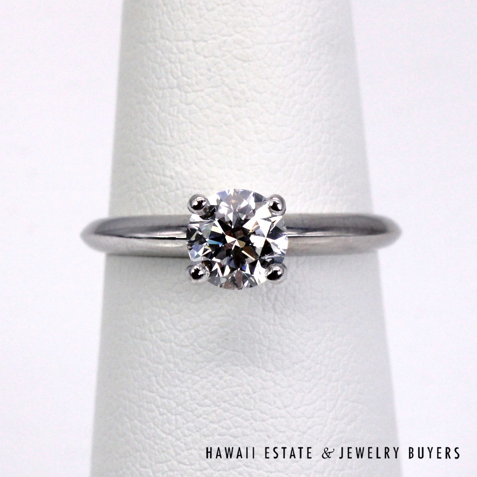 GIA 1ct Round Brilliant Diamond Ring in Hearts On Fire Platinum Setting Size 7 - Image 3