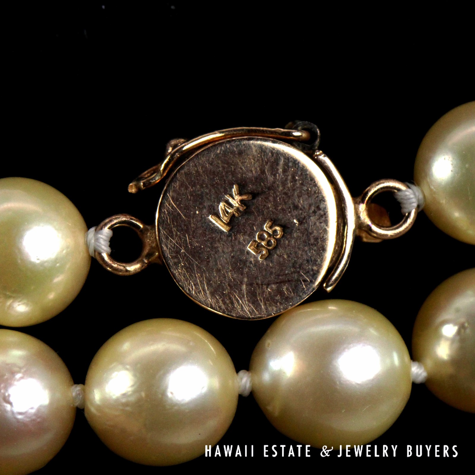 8-8.5mm Round Cultured Pearl 14K Yellow Gold Clasp Necklace 53 Inch - Image 5