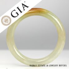 GIA Gray & Orange Jade Hololith Bracelet Size 7.5