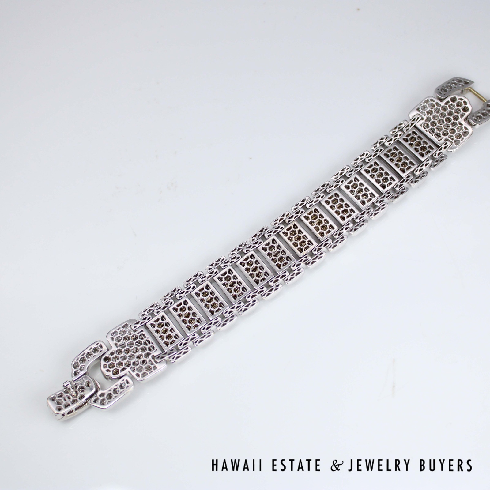 15.50ctw Chocolate and White Diamond 18K Yellow Gold link Bracelet Size 6.5 - 22mm Width - Image 9