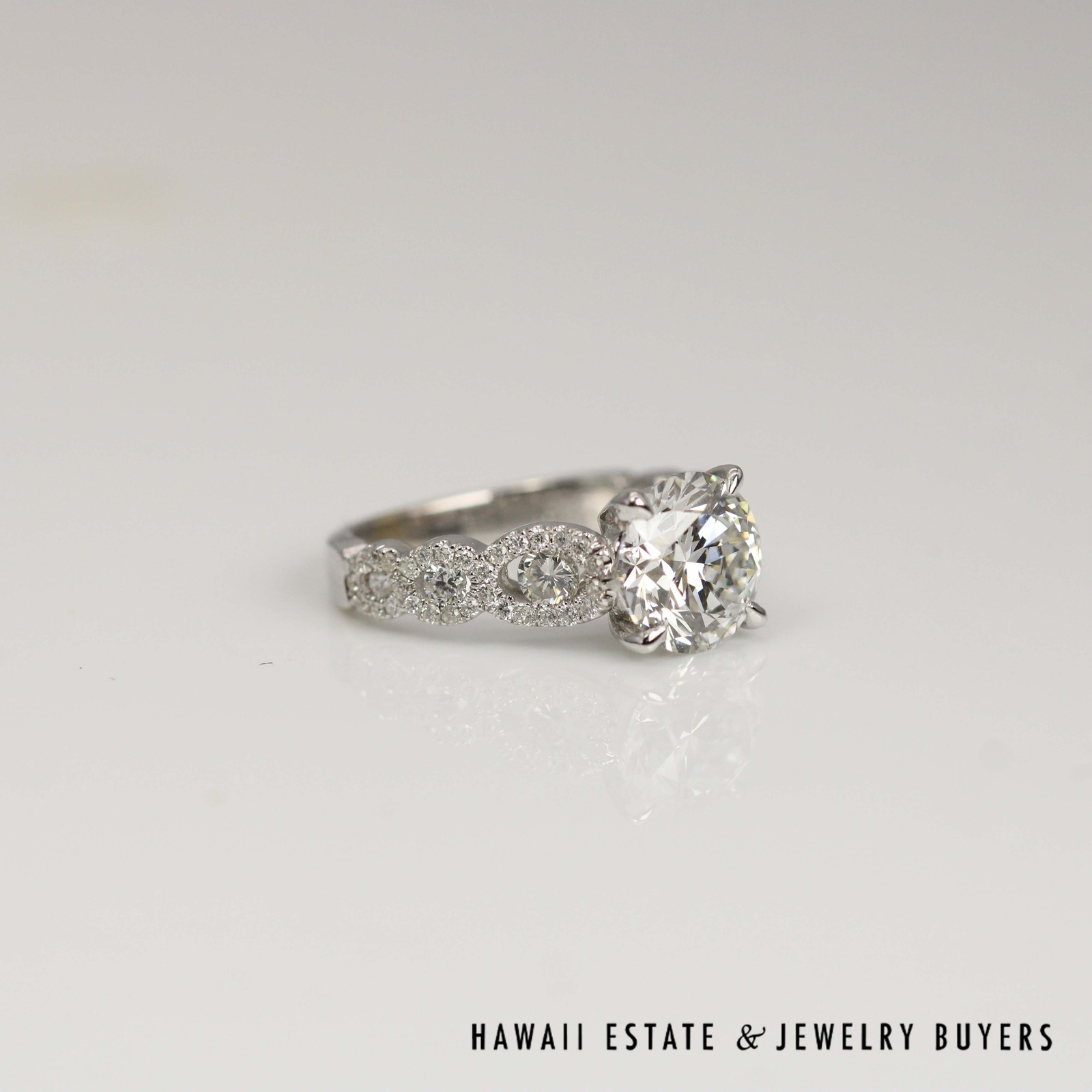 2.07ct Lab-Grown Diamond 0.65ctw Diamond 18k White Gold Engagement Ring Size 3.5 - Image 9