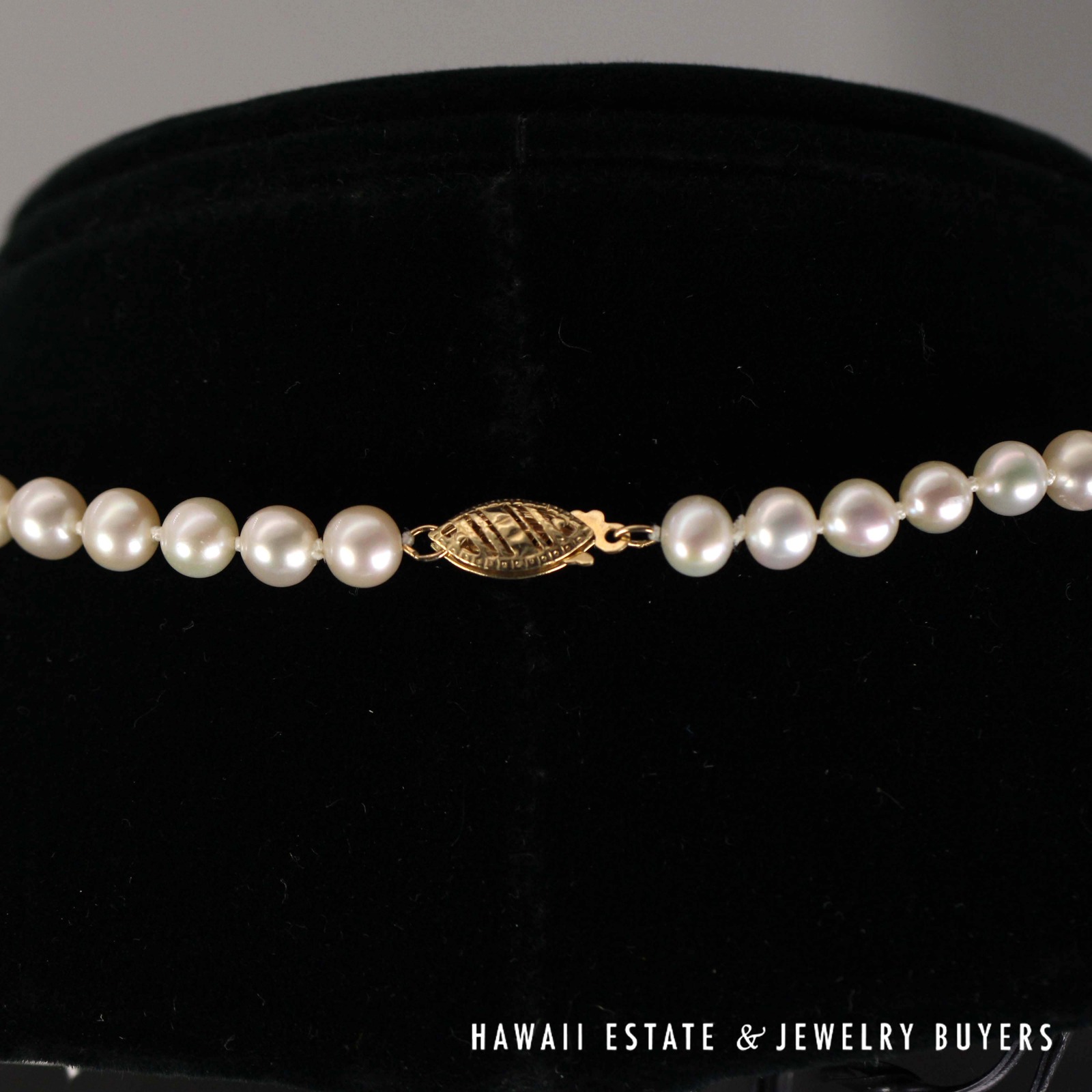 Round Pearl & Diamond Cluster Necklace 18 Inch with 14K Yellow Gold Clasp - Image 5