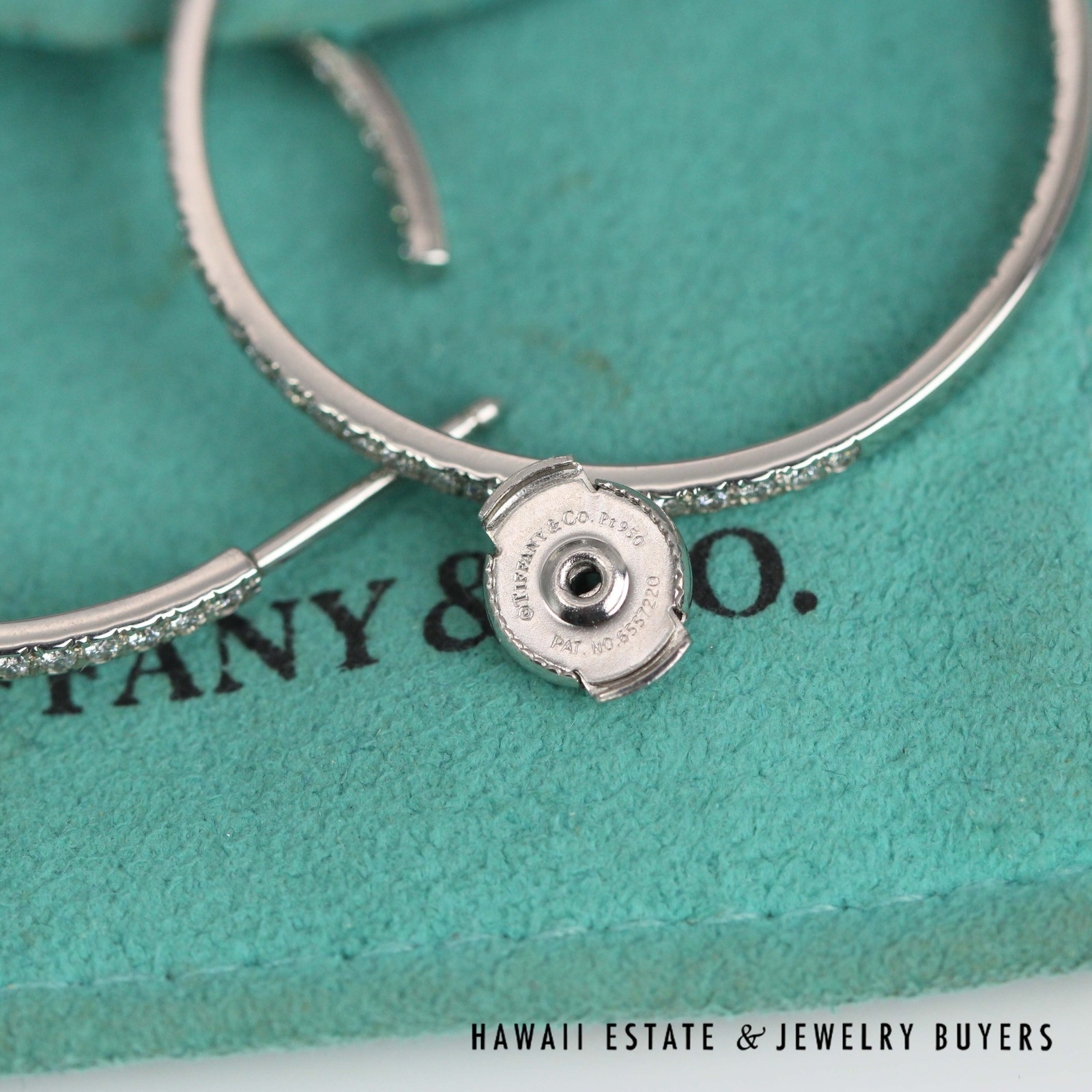 Tiffany & Co 1ctw Diamond Front and Back Platinum Metro Hoop Earrings - Image 7