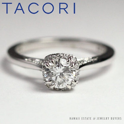 GIA 0.57 Round Brilliant Tacori Dantela 18K White Gold Engagement Ring - E VVS1 - Image 2