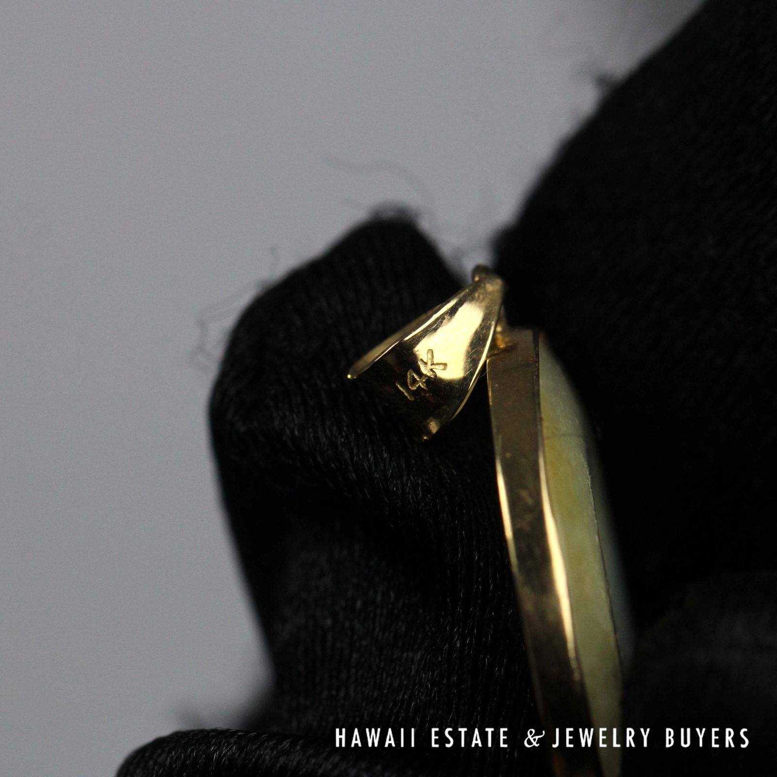 Green Jade Double Donut Pendant in 14K Yellow Gold with Character Details - Image 9