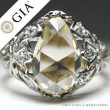 Antique 2.60ct Rose Cut Pear Diamond - GIA Fancy Light Brown-Yellow Ring (Sz 5)