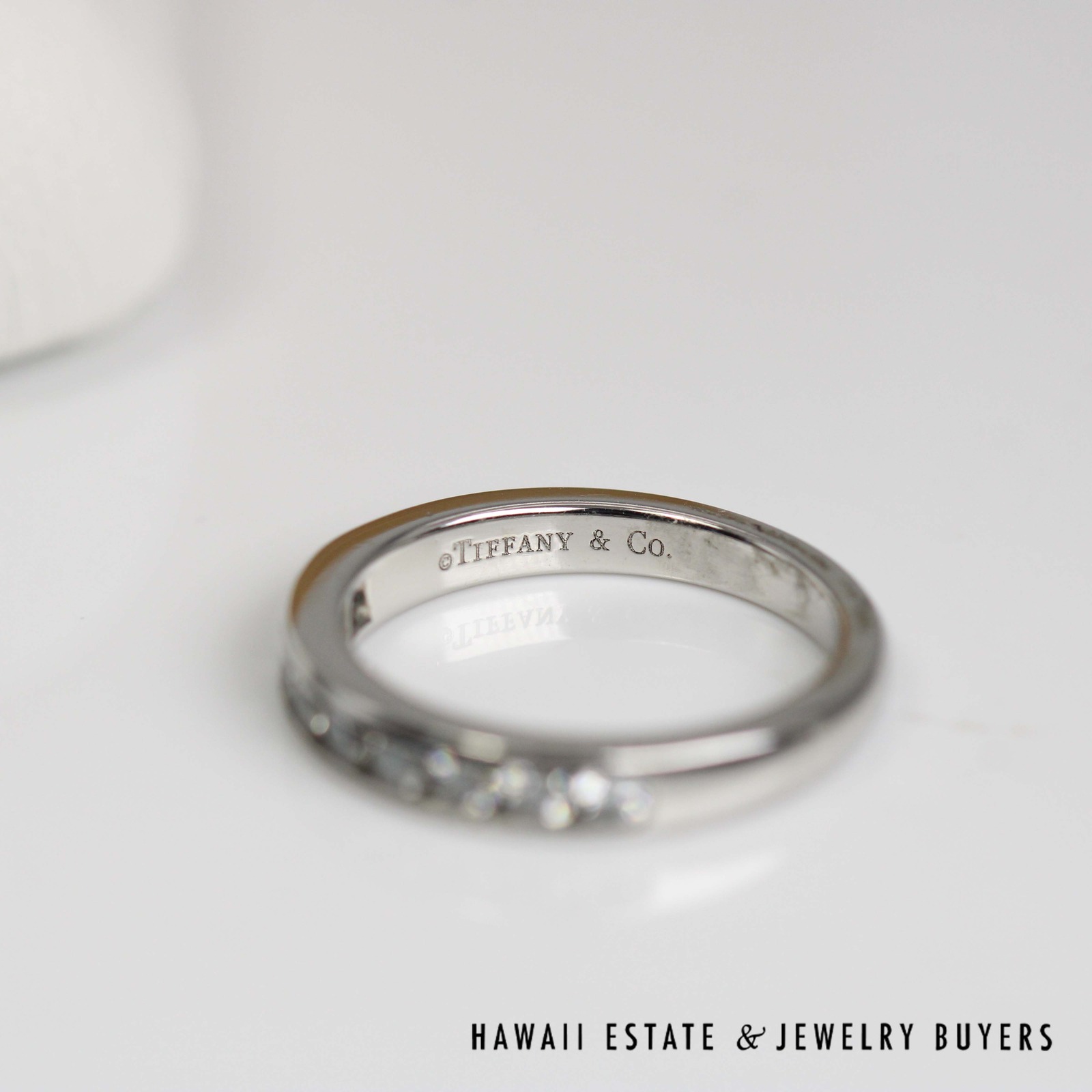 Tiffany & Co 0.35ctw Diamond Channel Set Platinum Ring Size 4.5 with Box, 4.6g - Image 3