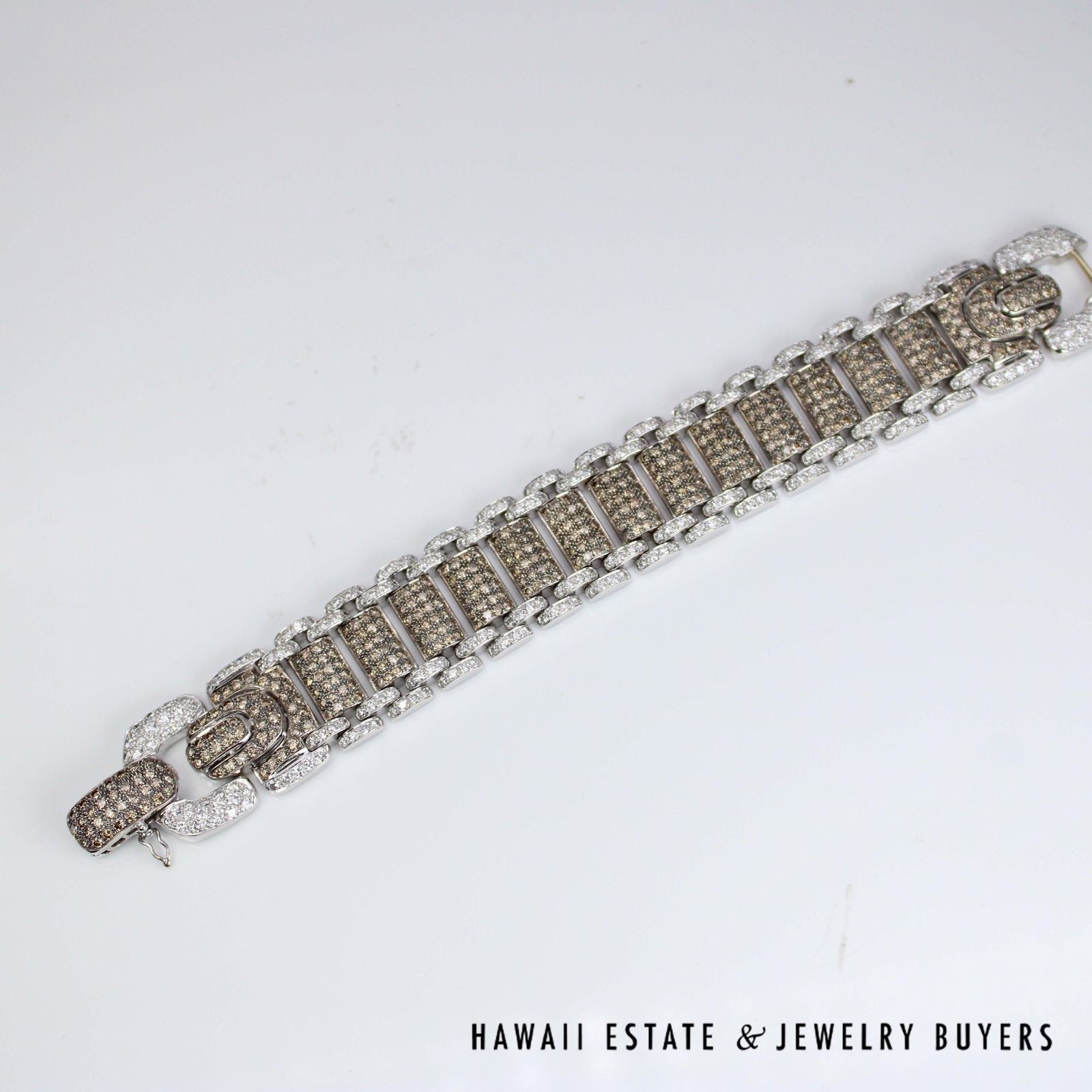 15.50ctw Chocolate and White Diamond 18K Yellow Gold link Bracelet Size 6.5 - 22mm Width - Image 7