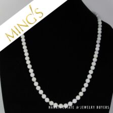 Ming's Pale Lavender Jade 9mm Bead 14k Yellow Gold Necklace 30"