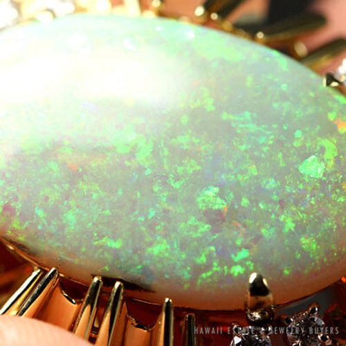 15.31ct Natural Australian Opal & .40ctw Diamond 14K Yellow Gold Sunburst Brooch - Image 5