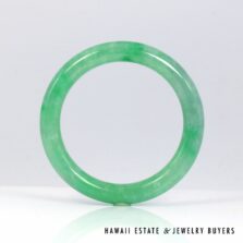 Mottled Green Jadeite Jade Bangle Bracelet Size 8