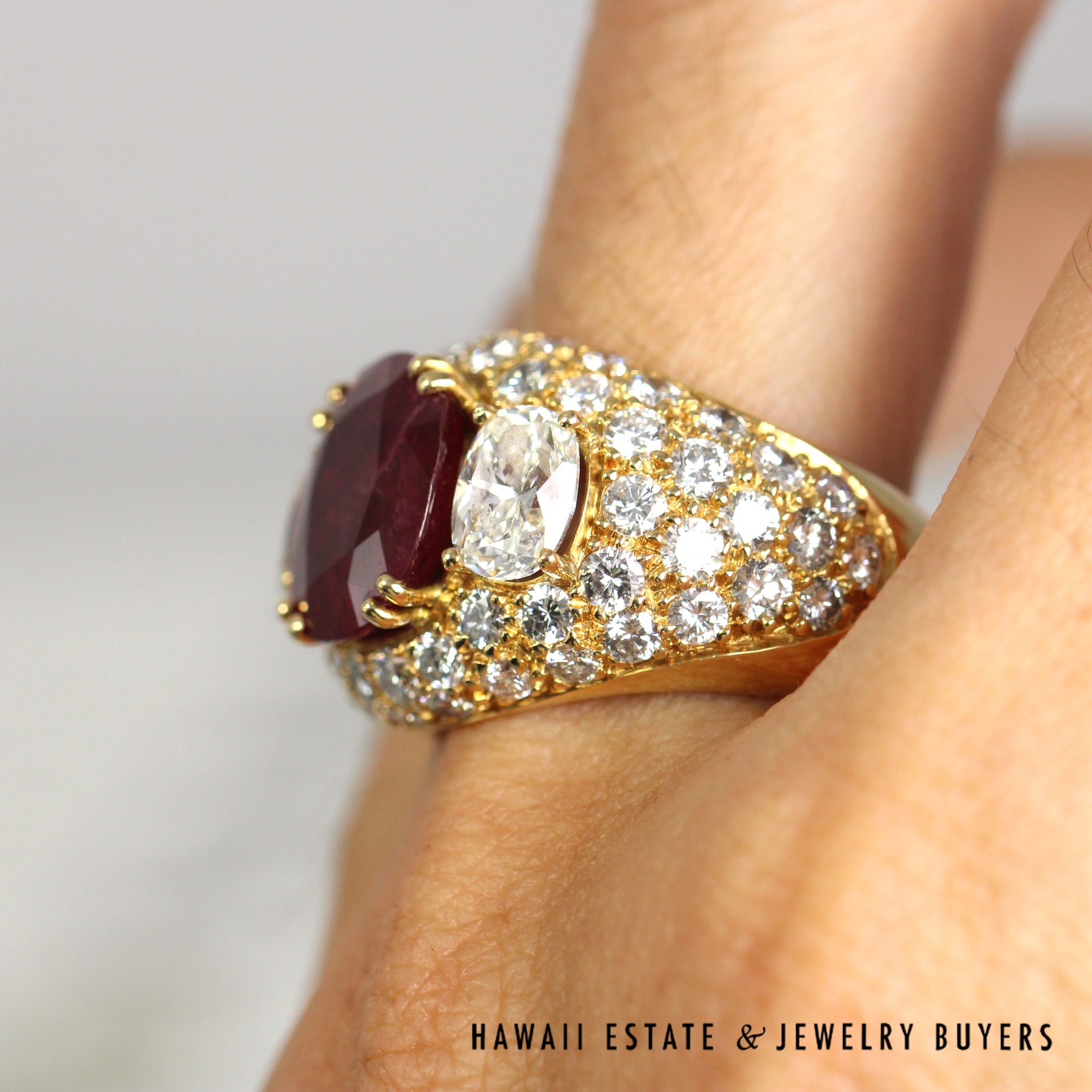 GIA 5.744ct Ruby 6ctw Diamond 18K Yellow Gold Gents Ring Sz 7.5 w/ Appraisal - Image 3