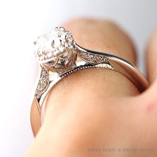GIA 0.57 Round Brilliant Tacori Dantela 18K White Gold Engagement Ring - E VVS1 - Image 8