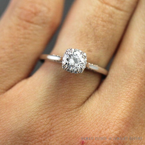 GIA 0.57 Round Brilliant Tacori Dantela 18K White Gold Engagement Ring - E VVS1 - Image 9