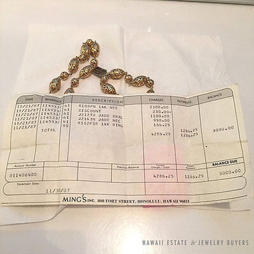 RARE MING'S HAWAII 2PC 14K YELLOW GOLD OVAL AND BALL NECKLACE W/ RECEIPT - Image 11