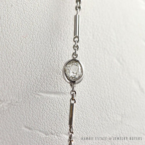 Antique Fancy Orange Topaz & 24.45ctw Diamond Estate Platinum Necklace - Image 4