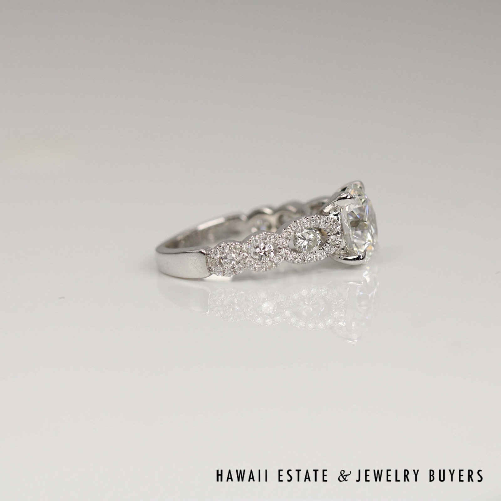 2.07ct Lab-Grown Diamond 0.65ctw Diamond 18k White Gold Engagement Ring Size 3.5 - Image 11