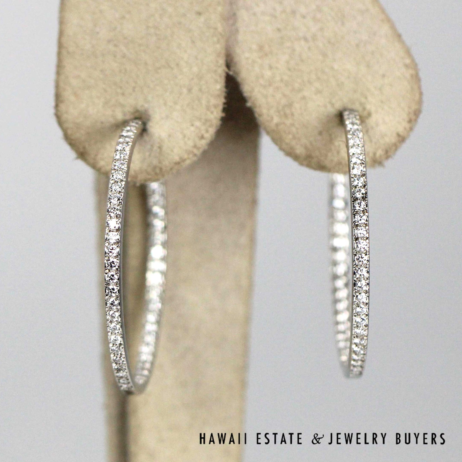 Tiffany & Co 1ctw Diamond Front and Back Platinum Metro Hoop Earrings - Image 2