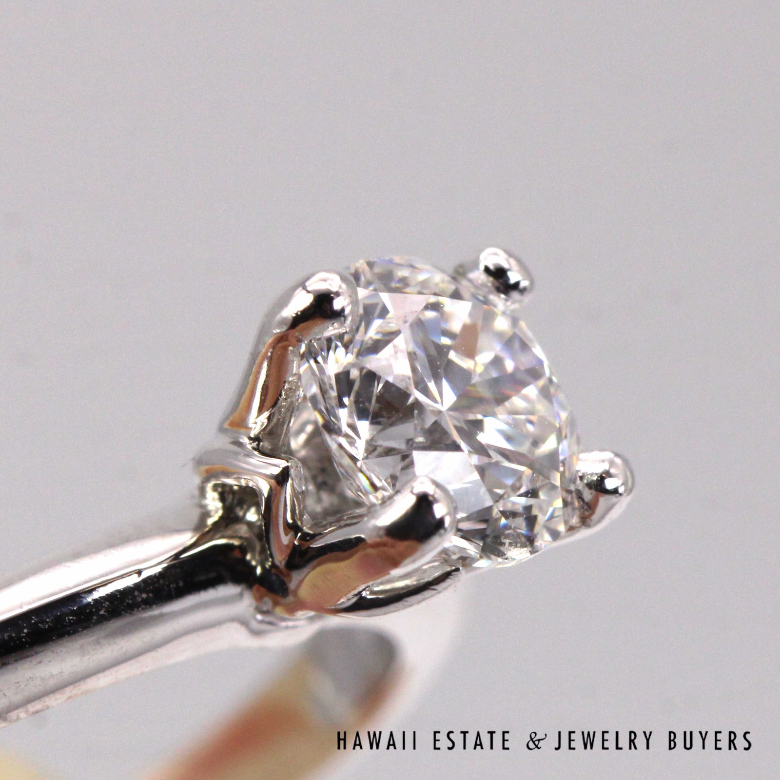 GIA 1ct Round Brilliant Diamond Ring in Hearts On Fire Platinum Setting Size 7 - Image 2