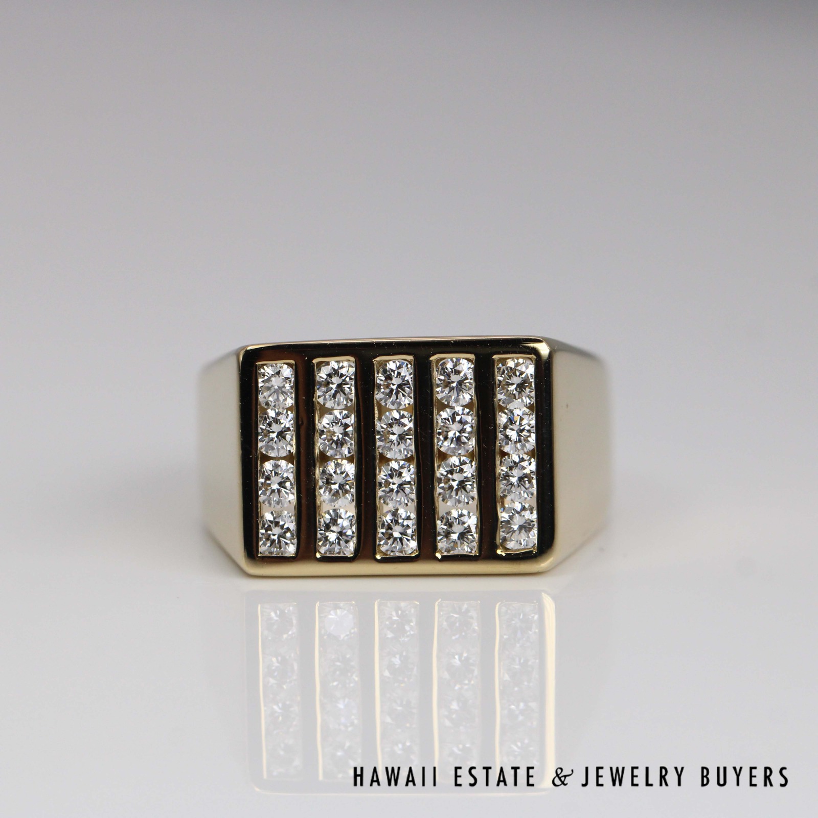 1ctw VVS/FG Diamond Channel Set Gents Ring 18k Yellow Gold Size 9.5, 16.9g - Image 4