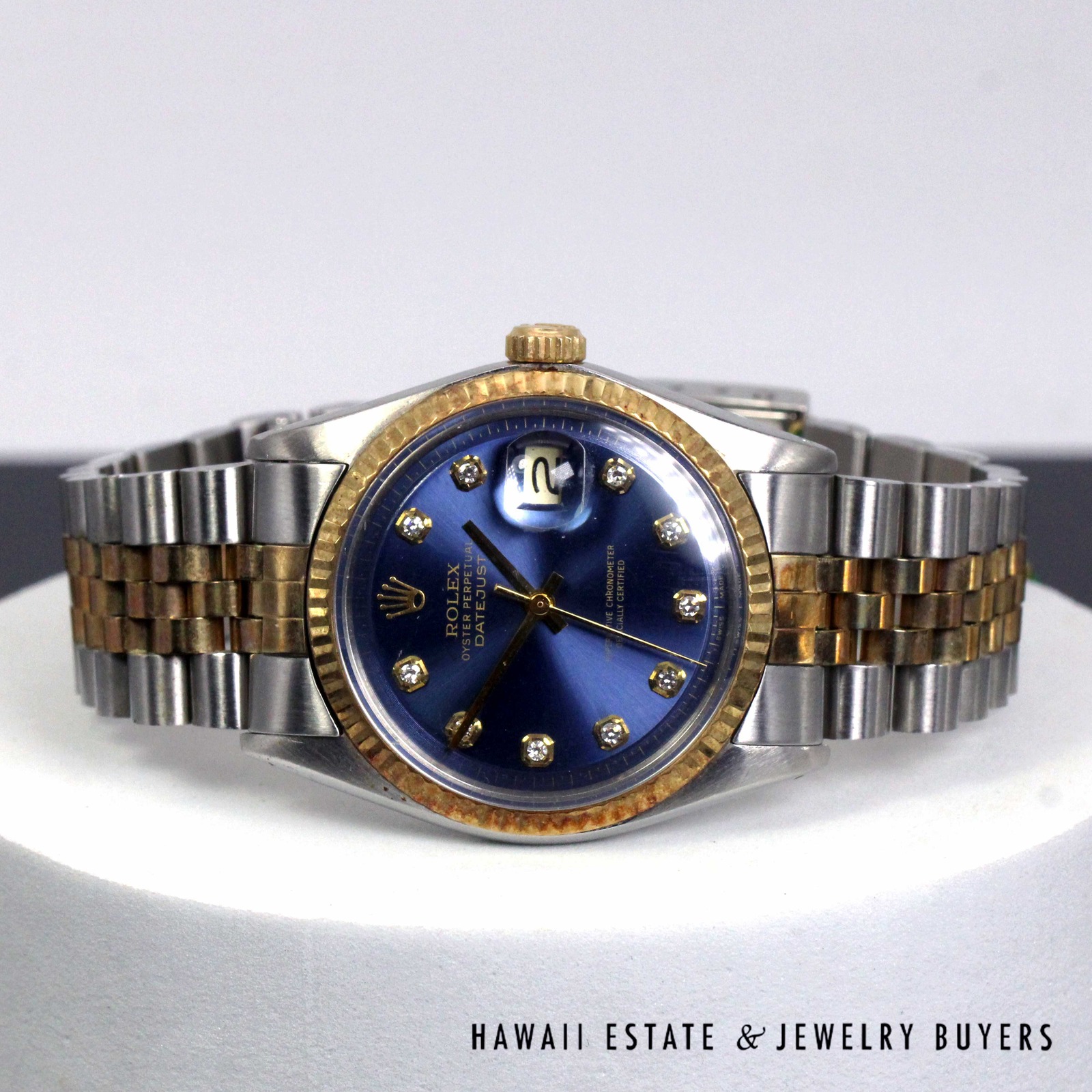 Rolex 36mm 2Tone Datejust Blue Diamond Dial Jubilee Band Watch REF 1601 Circa 1972 - Image 2