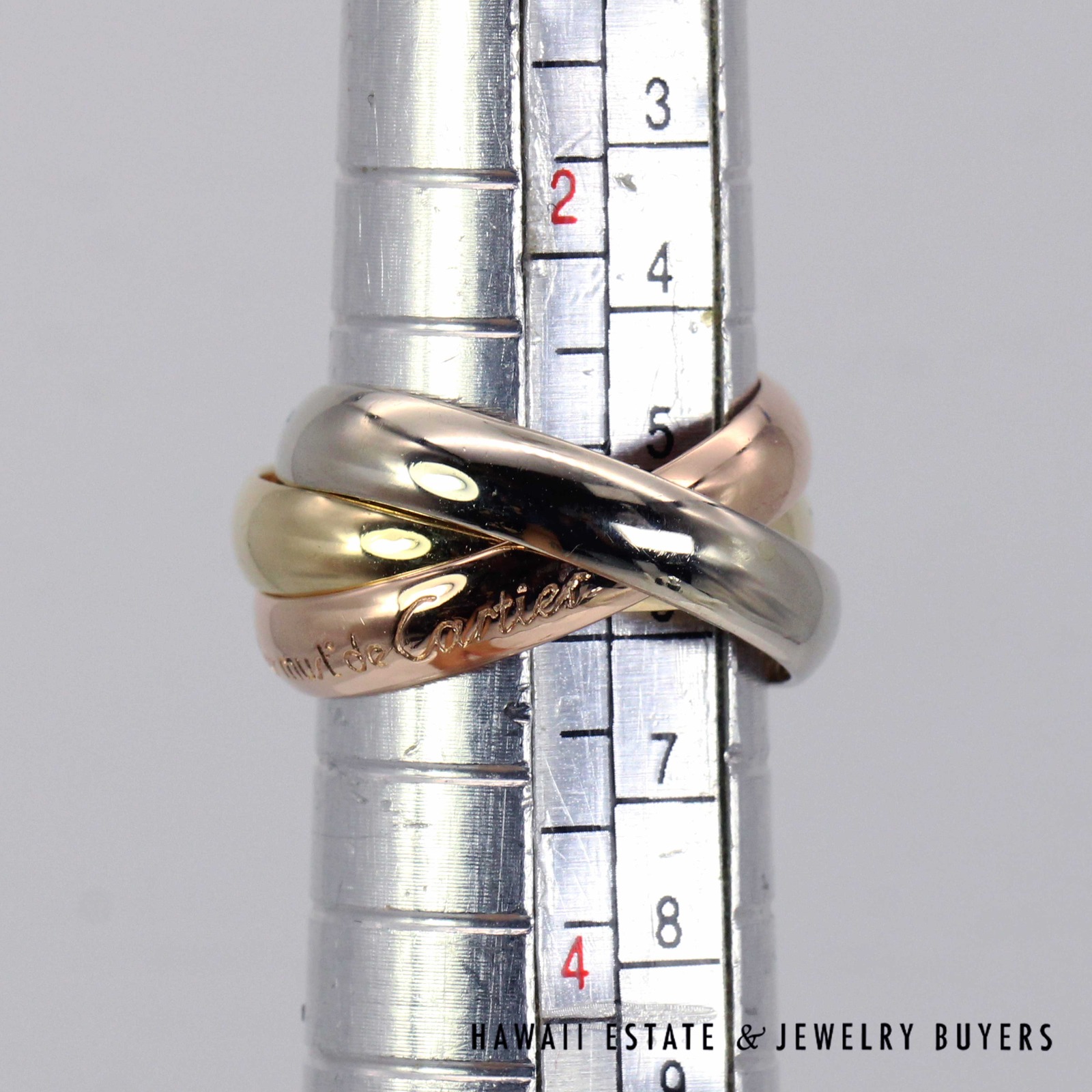 Cartier Les Must De Cartier Trinity 18K Tri-Tone Gold Ring Size 47