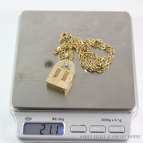 Diamond Star of David Opening Doors Moses Menorah 14K Gold Pendant Necklace - Image 12