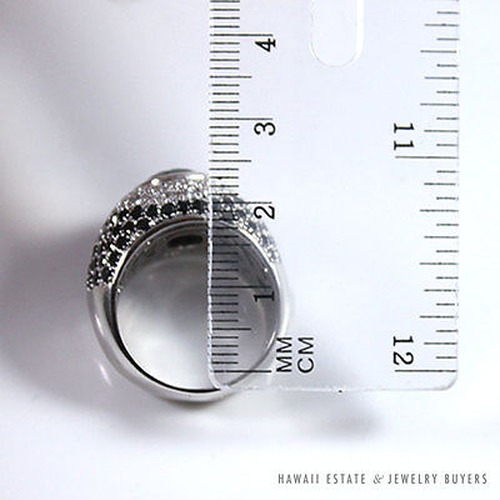 GIA Certified Dark Red Garnet and Black Diamond 18K White Gold Dome Ring (Sz 9) - Image 9