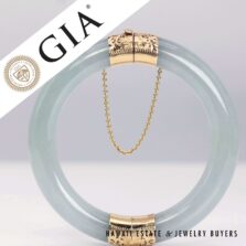 GIA Mings Natural Estate Quality Glass Jade Bangle Bracelet with Box
